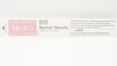 BD 405184 Spinal Ndle. Quincke Type Point 18GA x 3-1/2inch
